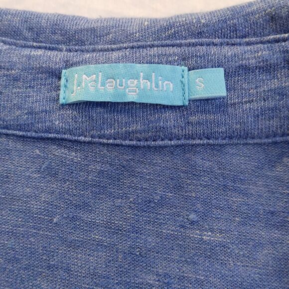 J.McLaughlin Brynn 3/4 Sleeve Shirt Henley Blue Linen Blend Women's Size Small - Picture 6 of 12